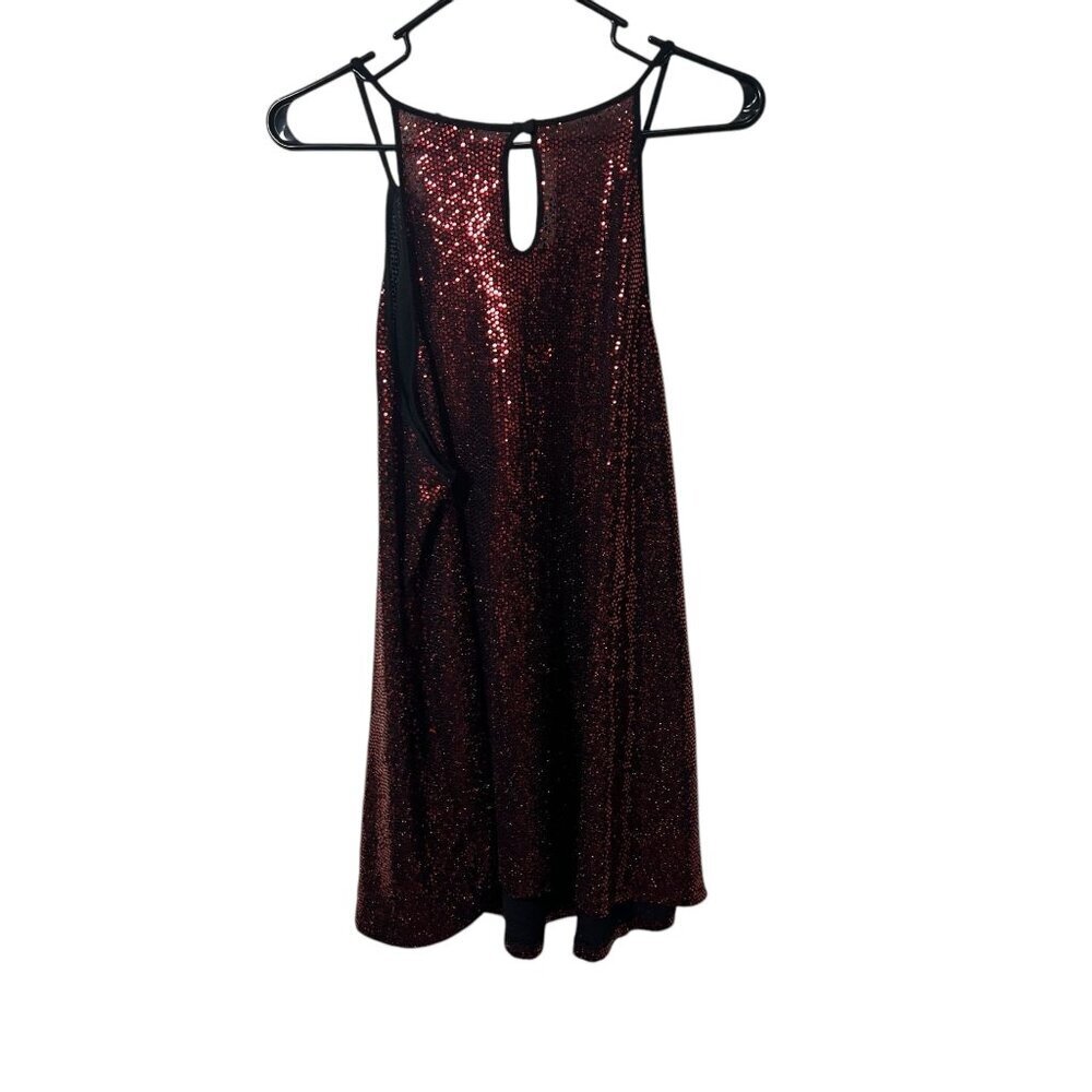 Torrid Red Sequin Halter Tank Top Size 3 Keyhole Back Sleeveless Shimmer stretch - Picture 4 of 4